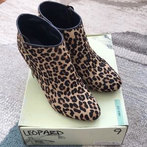 Calf hair leopard print booties